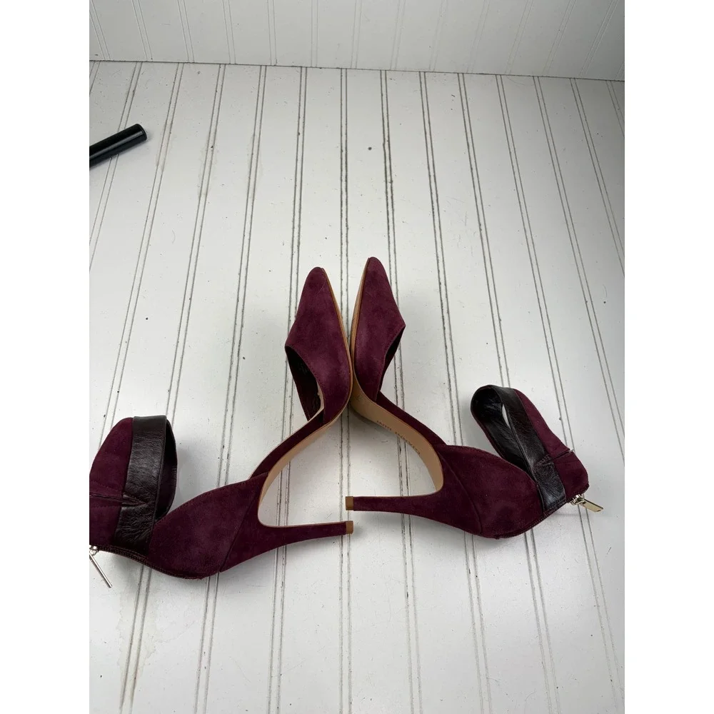 Gianni Bini Vintage Burgundy Suede Ankle Strap d'Orsay Heels Women's Size 8.5M